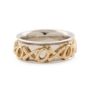 PAZ CREATIONS Silver/Gold Made In Israel 14kt Gold Plated X Spinner Ring